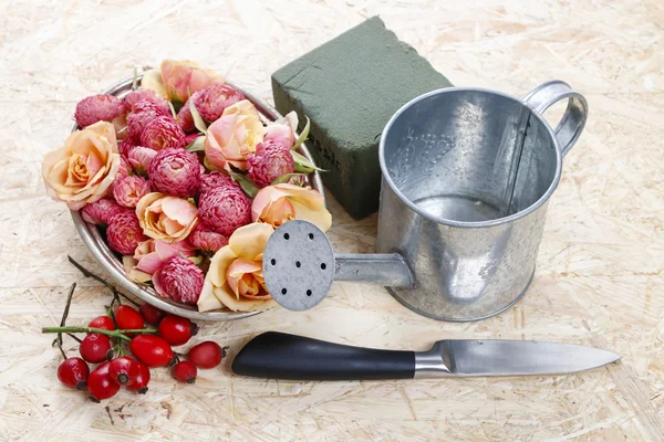 How to make floral arrangement in vintage watering can