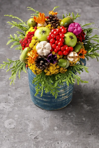 Colorful bouquet made of autumn flowers and plants