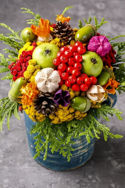 Colorful bouquet made of autumn flowers and plants