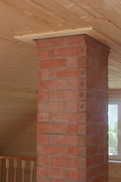 Brick chimney going straight up through the ceiling