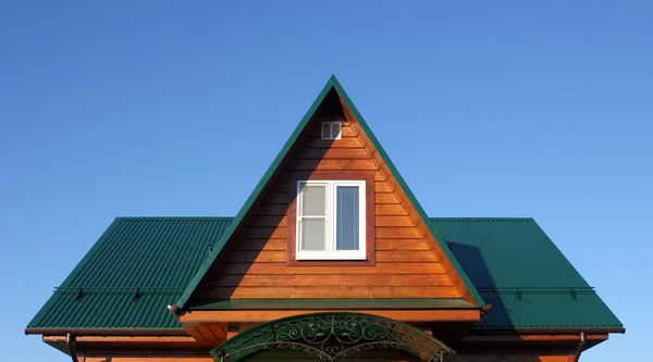 Attic under the rgeen metal roof