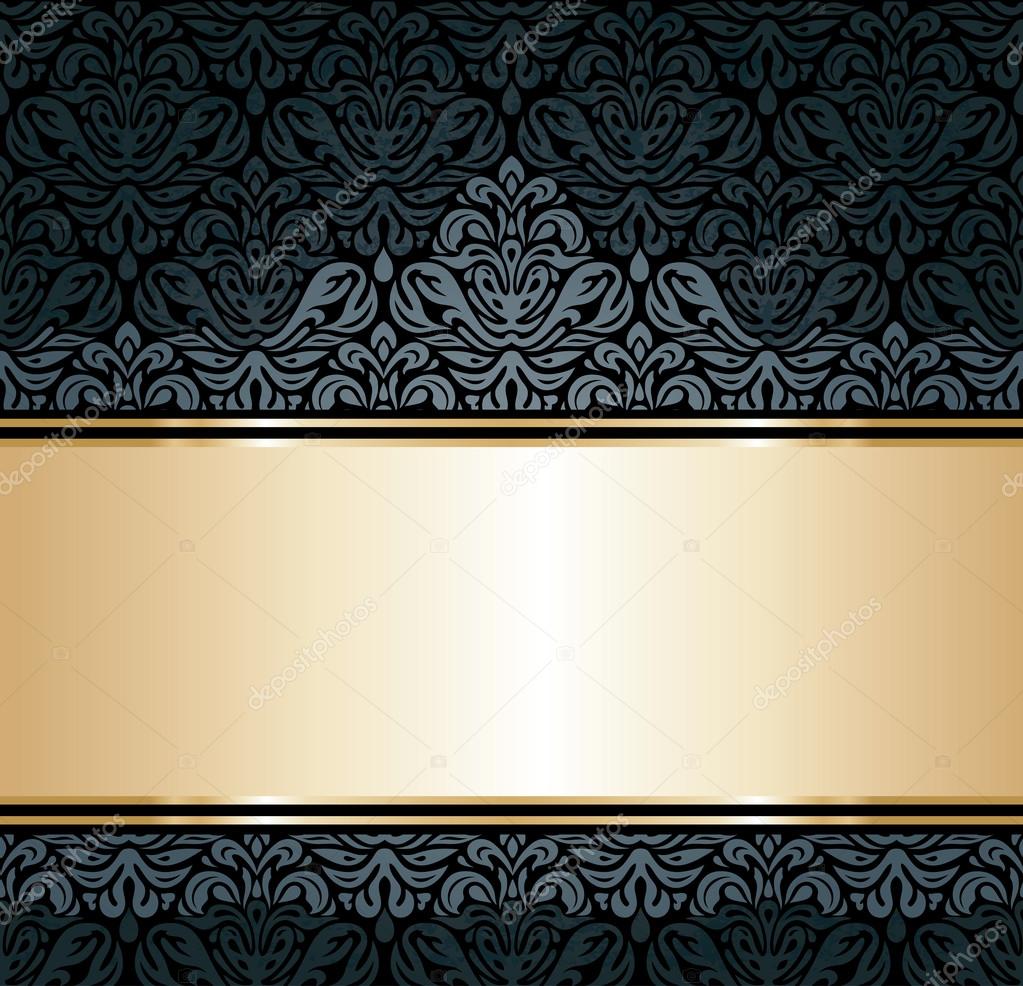 Black & gold luxury vintage wallpaper background — Stock Vector