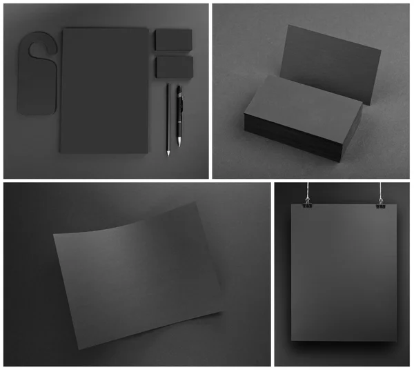 Blank Gray stationery mock-up template on gray background.