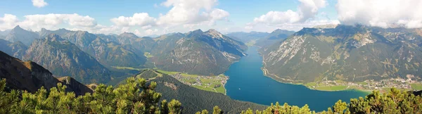 Picturesque autumnal landscape and panoramic view to achensee, a