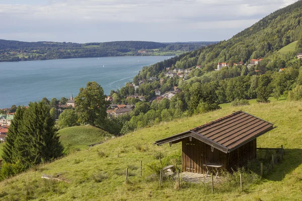 Alpine cabin at lake tegernsee, idyllic bavarian landscape