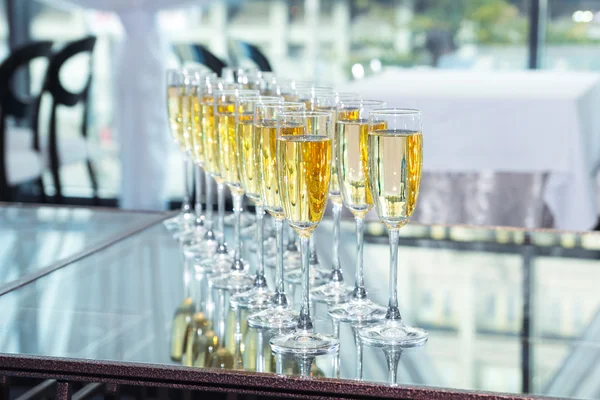Elegant glasses with champagne