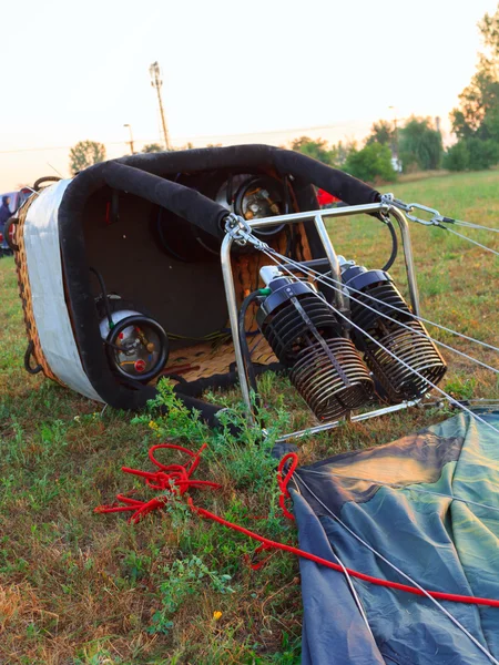 Hot air balloon basket early in the morning