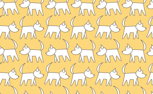 Vector seamless pattern dog walking Doodle style