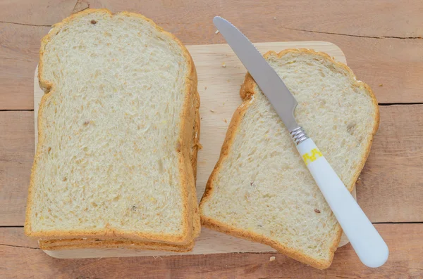 Whole wheat bread cut on slices.