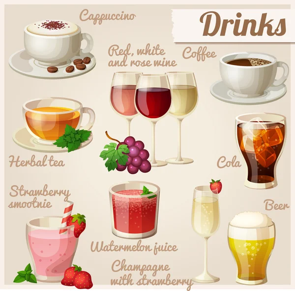 Set of food icons. Drinks.