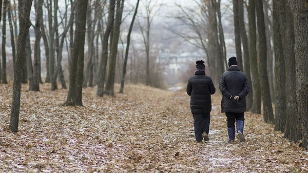 Elderly people walking in the park