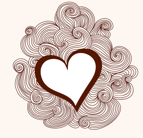 Valentine heart with abstract curling lines, vector illustration