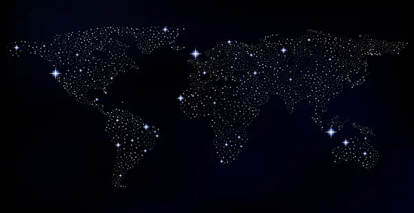 Vector world map made of shining space stars. Elements of this image furnished by NASA