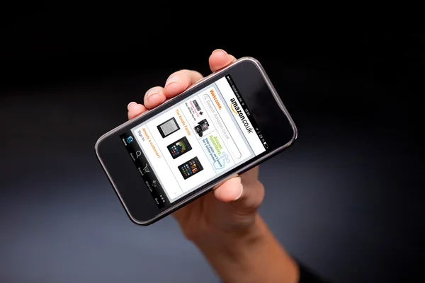 Smartphone displaying amazon shopping online