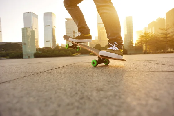 Skateboarding at sunrise city