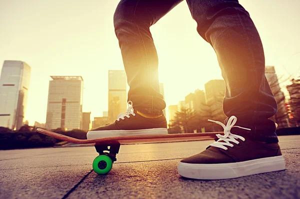 Skateboarding at sunrise city