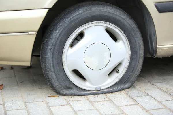 Flat tire on wheel