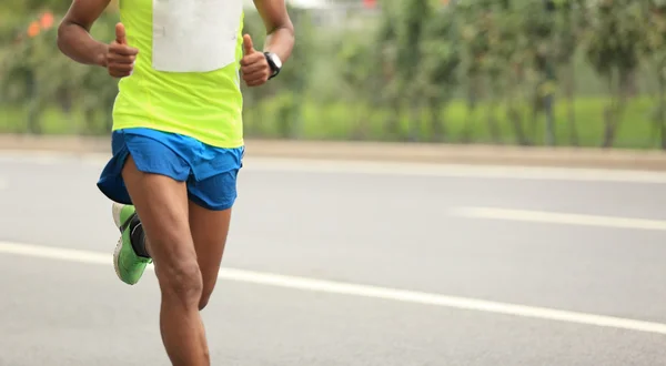 Marathon runner on road