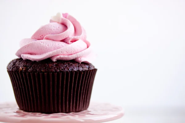 Pink chocolate cupcake  close up