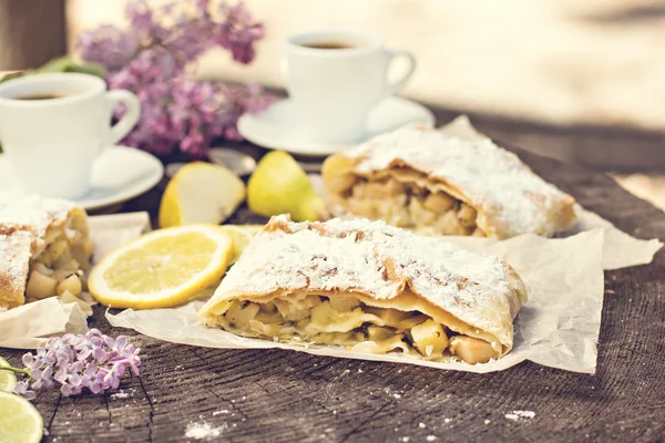 Pie, strudel with pear and lemon