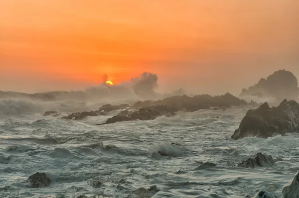 Spume in the setting sun