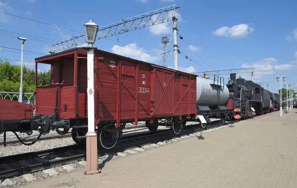 Museum of Railway Transport of the Moscow railway, two-axle freight wagon with brake platform \