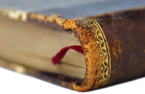 Leather cover of an old book closeup