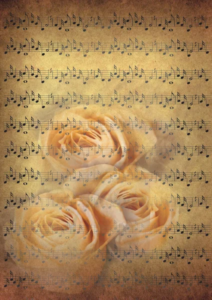 Music notes with roses