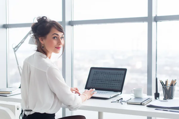 Attractive businesswoman working at office
