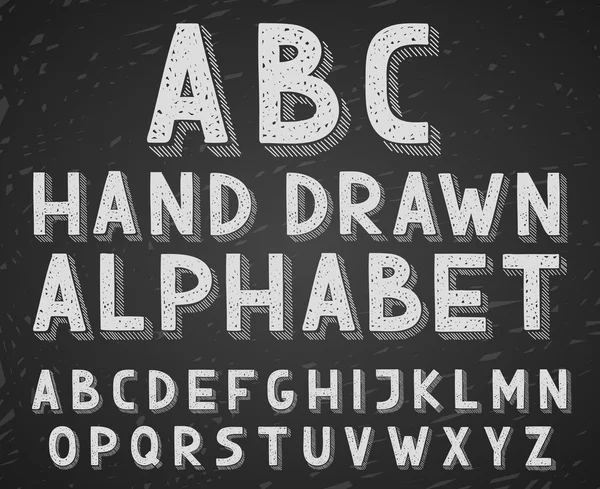 Vector hand drawn doodle sketch alphabet letters written with a chalk on blackboard or chalkboard