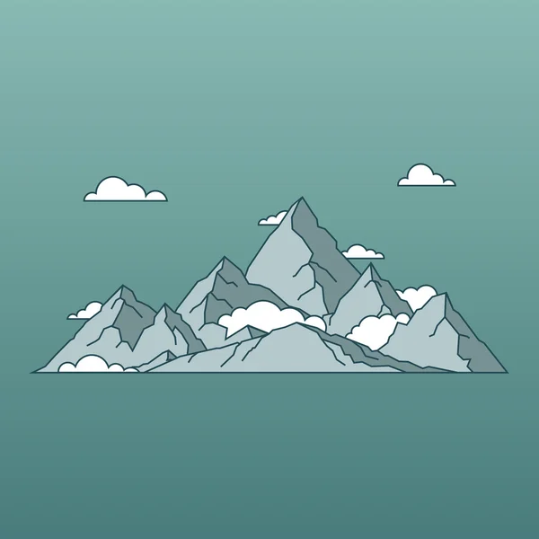Linear mountains landscape minimal flat style. Nature and travel.