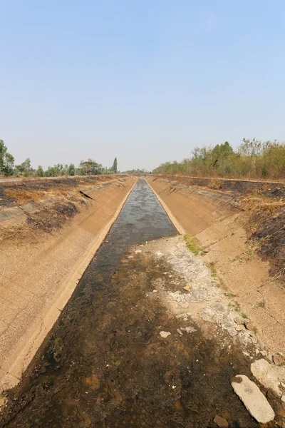 Irrigation ditch no have a water because of drought weather.