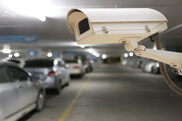 CCTV camera digital video recorder in car park.