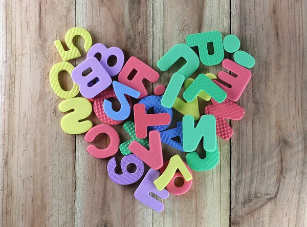 The numbers and letters arranged in a shape heart.