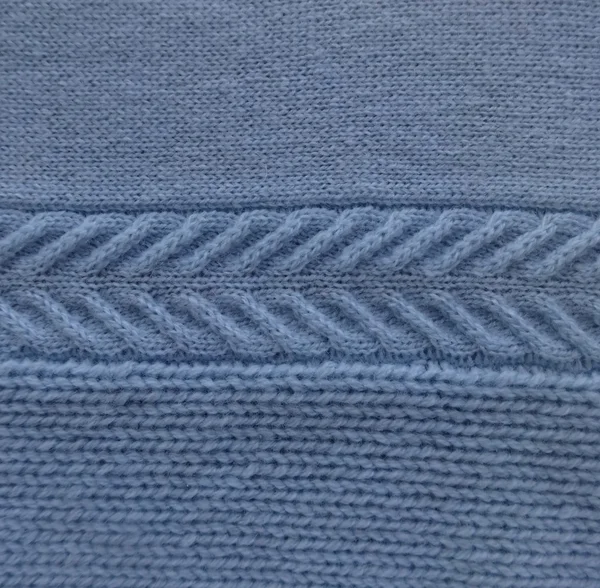 Cashmere wool light blue with knitted pattern pigtail