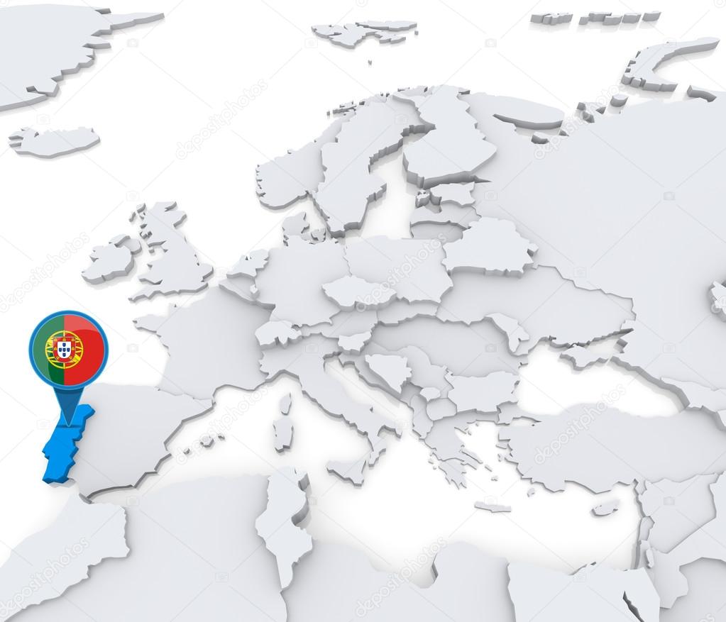 Portugal no mapa da Europa — Fotografias de Stock © kerdazz7 #52549321