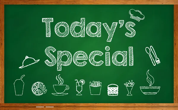 Today's Special with foods and beverages on chalkboard