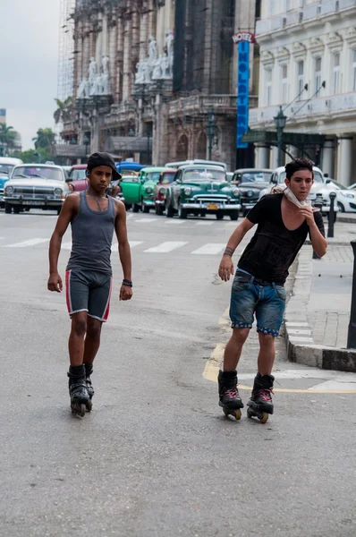 Guys skate in Havana, Cuba