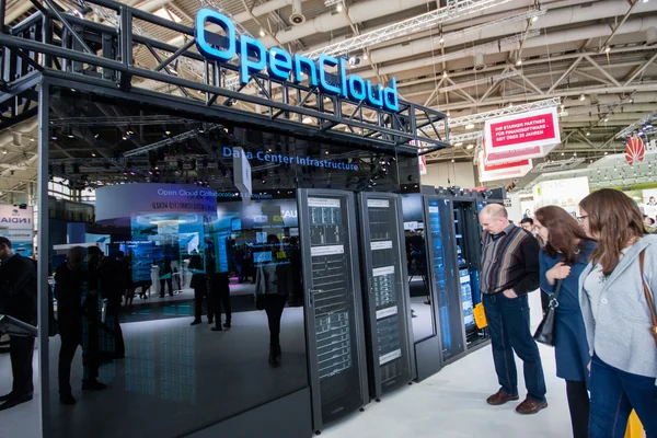 HANNOVER, GERMANY - MARCH 14, 2016: OpenCloud stand in booth of Huawei company at CeBIT information technology trade show in Hannover, Germany on March 14, 2016