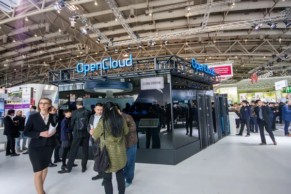 HANNOVER, GERMANY - MARCH 14, 2016: OpenCloud stand in booth of Huawei company at CeBIT information technology trade show in Hannover, Germany on March 14, 2016