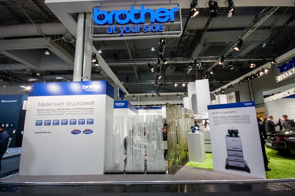 HANNOVER, GERMANY - MARCH 14, 2016: Booth of Brother company at CeBIT information technology trade show in Hannover, Germany on March 14, 2016