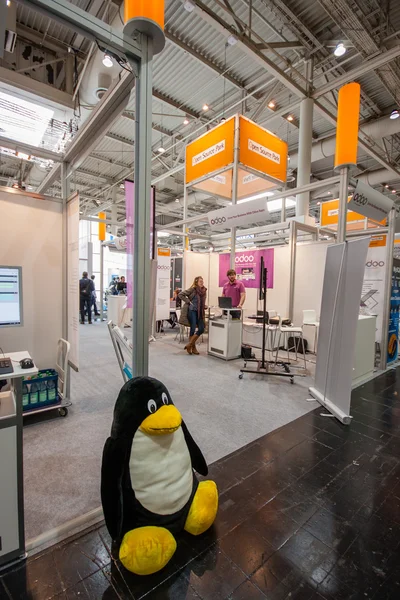 HANNOVER, GERMANY - MARCH 14, 2016: Booth of Open Source Park at CeBIT information technology trade show in Hannover, Germany on March 14, 2016