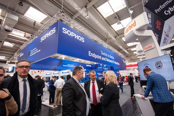 HANNOVER, GERMANY - MARCH 14, 2016: Booth of Sophos company at CeBIT information technology trade show in Hannover, Germany on March 14, 2016