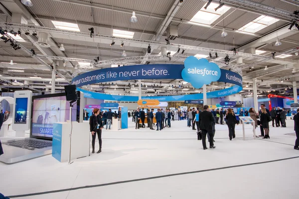 HANNOVER, GERMANY - MARCH 15, 2016: Booth of Salesforce company at CeBIT information technology trade show in Hannover, Germany on March 15, 2016