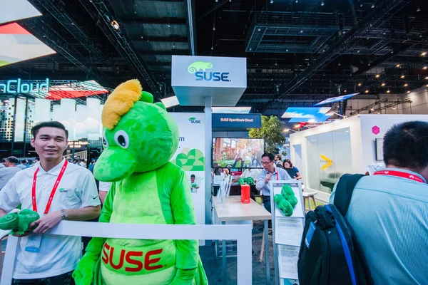 SHANGHAI, CHINA - AUGUST 31, 2016: Booth of SUSE company at Connect 2016 information technology conference and exhibition in Shanghai, China on August 31, 2016