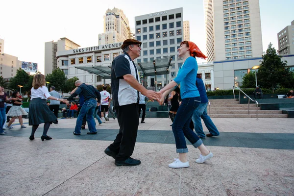 SAN FRANCISCO, USA - SEPT 22, 2010: People are dancing at Union Square on Sept 22, 2010 in San Francisco, USA