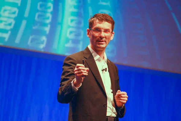 BERLIN, GERMANY - NOVEMBER 11, 2014: SAP member of the Executive Board Bernd Leukert delivers an address to SAP TechEd 2014 conference on November 11, 2014 in Berlin, Germany