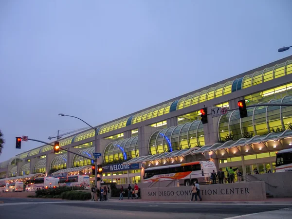 SAN DIEGO, CALIFORNIA, US - MARCH 14, 2007: People outside the San Diego Convention Center in San Diego California, US on March 14, 2007. It is located at downtown San Diego near the Gaslamp Quarter