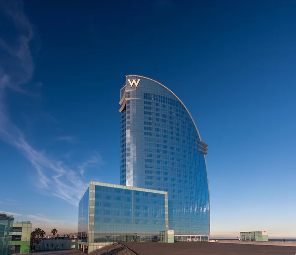 BARCELONA, SPAIN - NOVEMBER 10, 2015: W Barcelona Hotel, also known as the Hotel Vela (Sail Hotel) on November 10, 2014 in Barcelona, Spain. Designed by Architect Ricardo Bofill it is 170 meters high