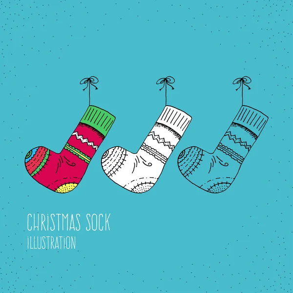 Cartoon Style Chrismas Socks Hand Drawn Illustration Icon